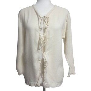 Early 2000s Sweet Mariah Gauzy Ivory Peasant Top Fairy BOho Festival Blouse Size